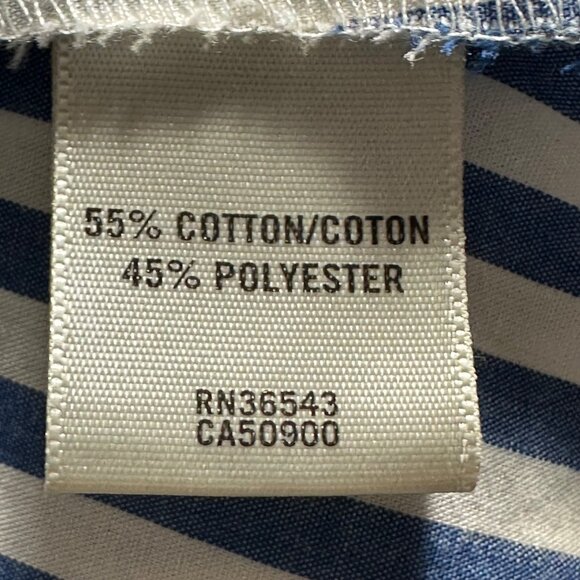 Van Heusen Womens Blue & White Striped Button Up Blouse Tie-Cuff Sleeves XXL - Picture 4 of 7